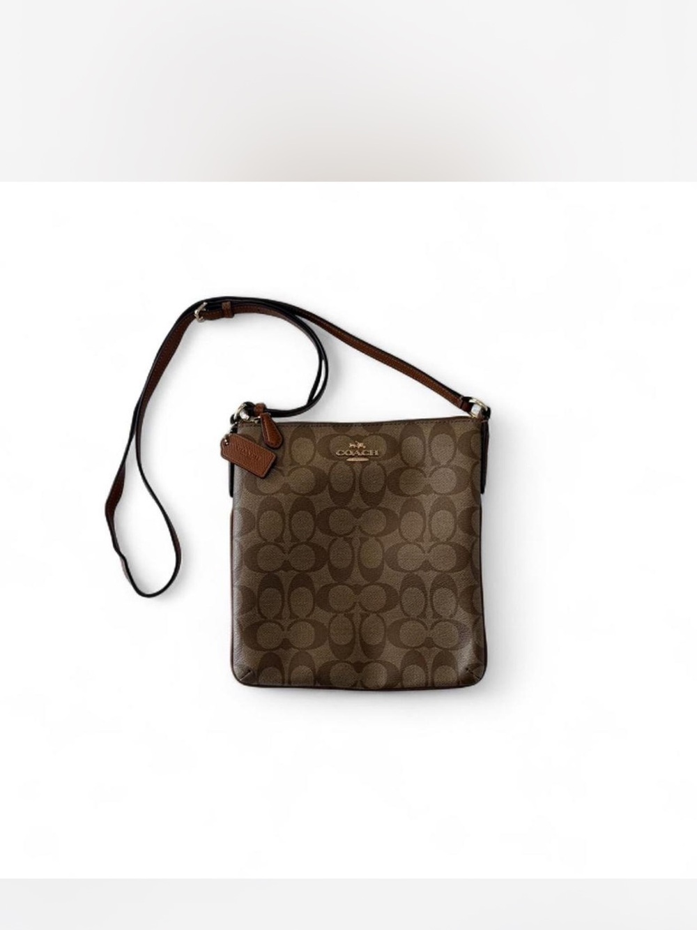 Coach Signature North/South Brown Crossbody Bag F35940 9x8x1